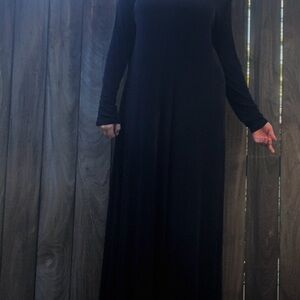 Flax by Jeanne Engelhart black maxi dress size L